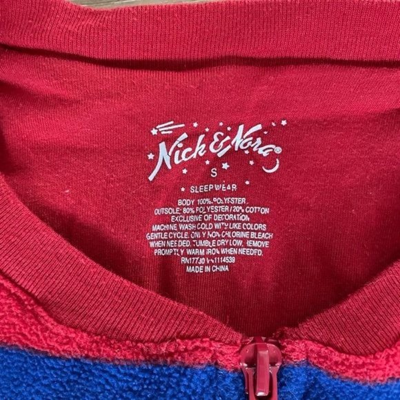 Nick & Nora Sock Monkey Red & Blue Striped Onesie Pajamas, Sz Small - Picture 10 of 14